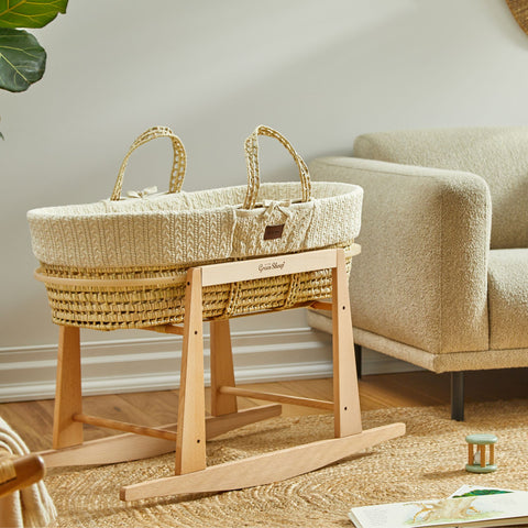 Little Green Sheep Natural Knitted Moses Basket - Linen