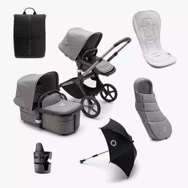 Bugaboo Fox 5 Essential Pushchair Bundle - Graphite/Grey Melange Complete