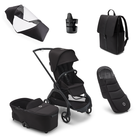 Bugaboo Dragonfly Essential Pushchair Bundle - Black/Midnight Black Complete