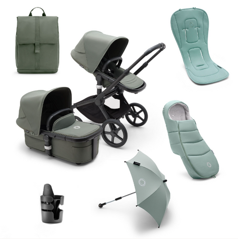 Bugaboo Fox 5 Essential Pushchair Bundle - Black/Forest Green Complete