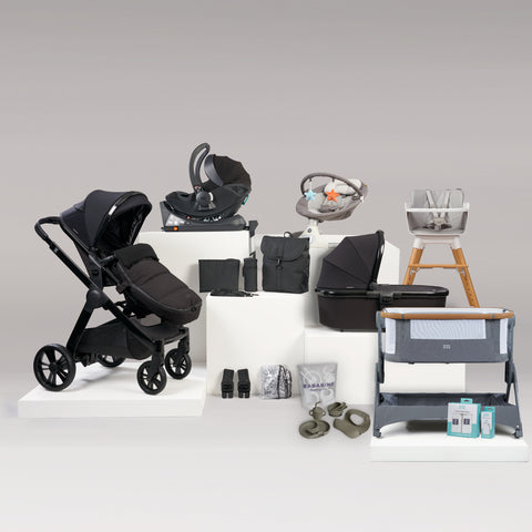 Bababing Raffi 17 Piece Home, Feeding & Travel System Package - Black Gloss