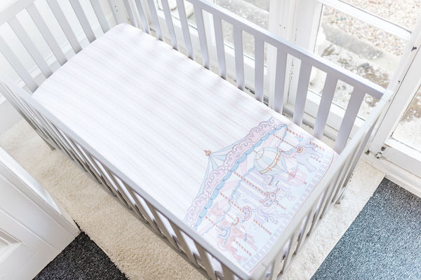 The Gilded Bird Cot/Cotbed Organic Cotton Fitted Sheet - Carousel