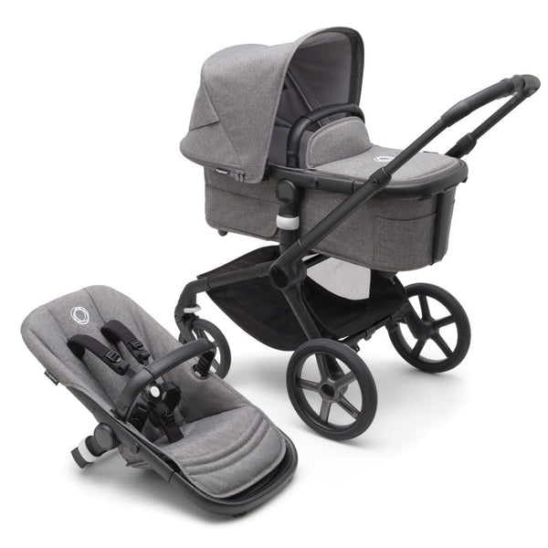 Bugaboo Fox 5 Travel System Package - Black/Grey Melange Base with Sun Canopy