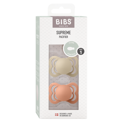 Bibs Supreme Pacifiers - Pack of 2 - Island Vanilla/Peach