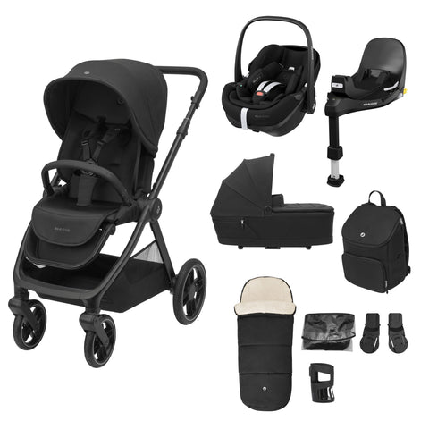 Maxi Cosi Oxford 9 Piece Premium Travel System Bundle - Twillic Black