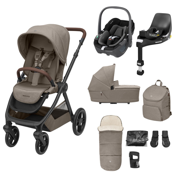 Maxi Cosi Oxford 9 Piece Complete Travel System Bundle - Twillic Truffle