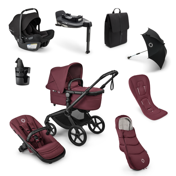 Bugaboo Fox 5 Renew & Turtle Air Ultimate Newborn Bundle - Black/Dark Cherry