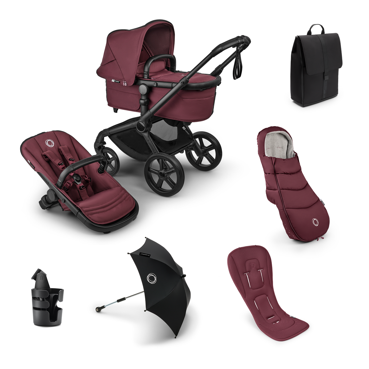 Bugaboo Fox 5 Renew Complete Pushchair Bundle - Dark Cherry – Bumpstart ...