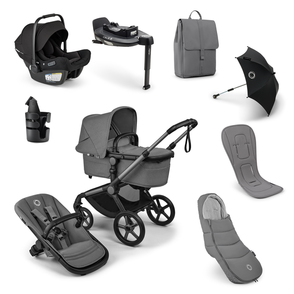 Bugaboo Fox 5 Renew & Turtle Air Ultimate Newborn Bundle - Graphite/Moon Grey