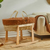 Little Green Sheep Natural Quilted Moses Basket - Terracotta Rice