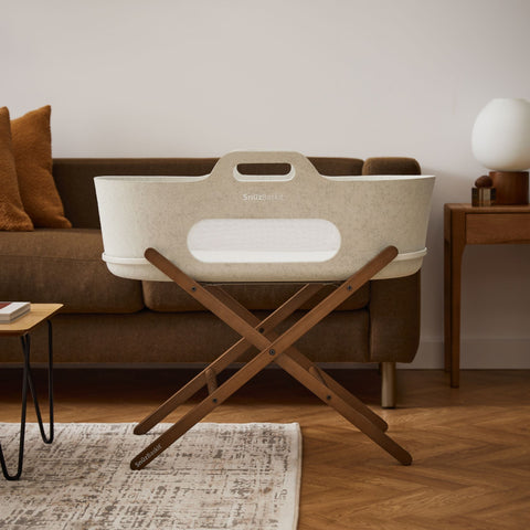 SnuzBaskit Barley Moses Basket and Walnut Stand