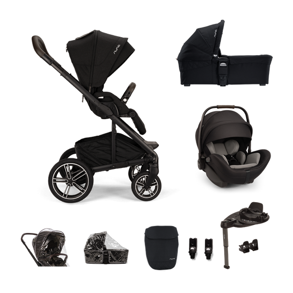 Nuna Mixx Next, Arra Flex and Base Curv Travel System Bundle - Caviar