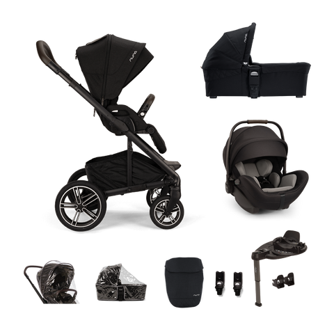 Nuna Mixx Next, Arra Flex and Base Curv Travel System Bundle - Caviar