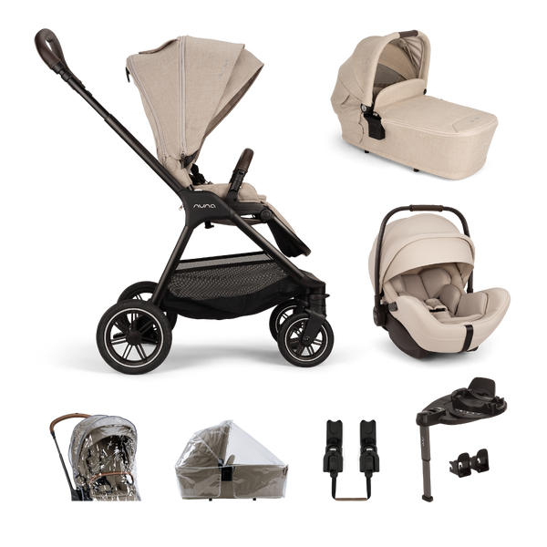 Nuna Triv Next, Arra Flex and Base Curv Travel System Bundle - Biscotti