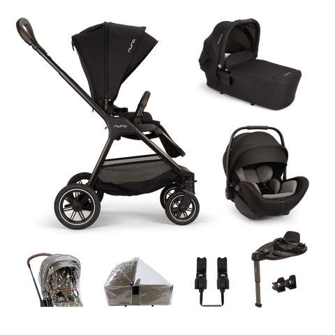 Nuna Triv Next, Arra Flex and Base Curv Travel System Bundle - Caviar