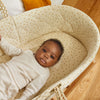Little Green Sheep Natural Quilted Moses Basket - Linen Rice