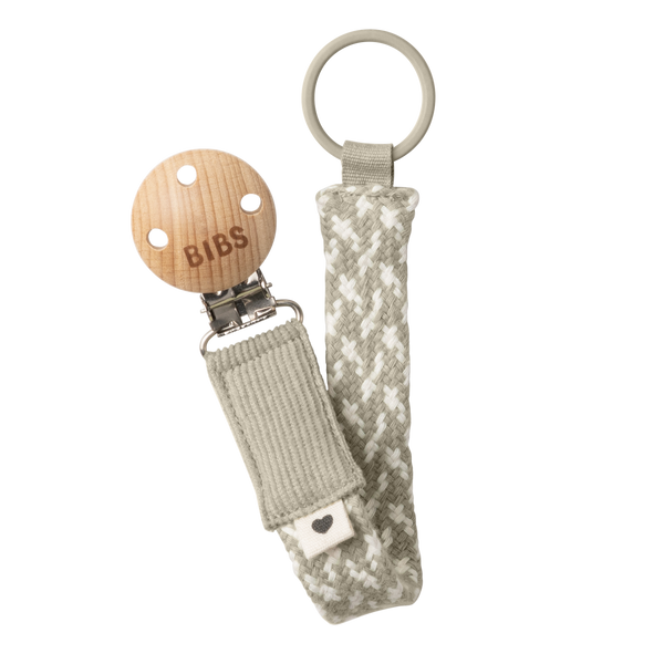 BIBS Braided Pacifier Clip - Sand/Ivory