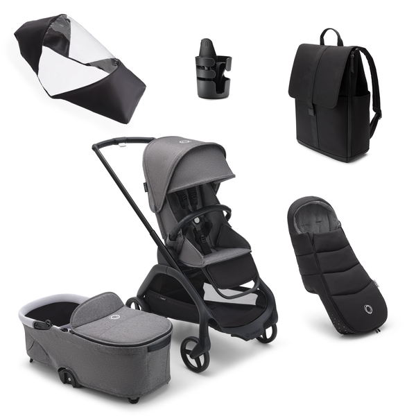 Bugaboo Dragonfly Essential Pushchair Bundle - Graphite/Grey Melange Complete