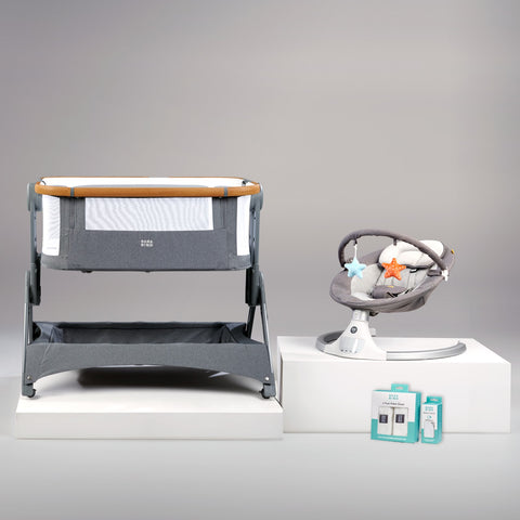 Bababing Special Offer Bedside and Travel Crib & Hub Electronic Swing Bundle
