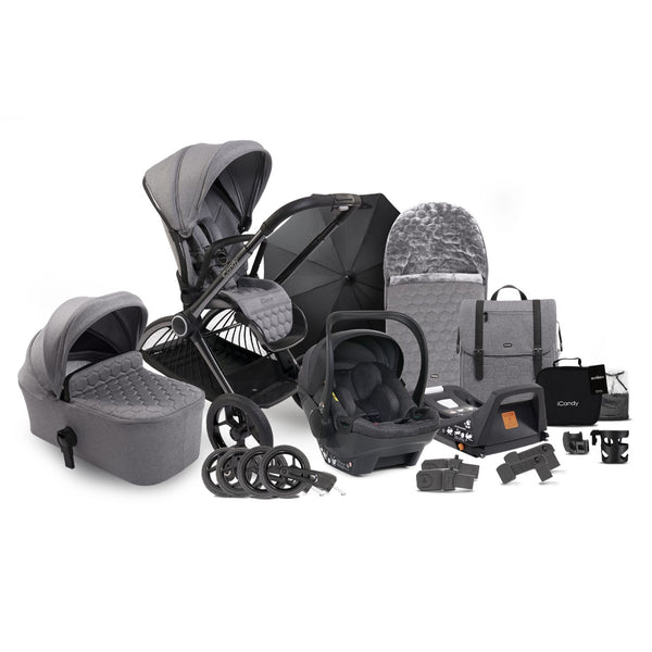 iCandy Core & Cocoon Complete Travel System and Accessory Bundle - Light Grey
