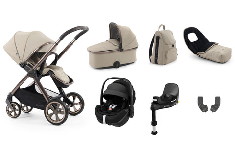 Babystyle Oyster 4 Luxury Travel System Bundle with Maxi Cosi Pebble 360 Pro V2 and Familyfix 360 Pro - Buttermilk