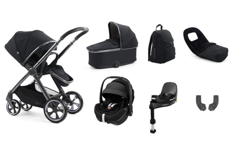 Babystyle Oyster 4 Luxury Travel System Bundle with Maxi Cosi Pebble 360 Pro V2 and Familyfix 360 Pro - Carbonite