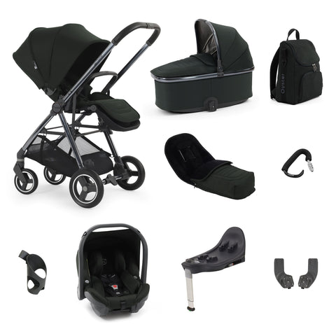 Babystyle Oyster Gravity + 9 Piece Luxury Travel System Bundle - Black Olive