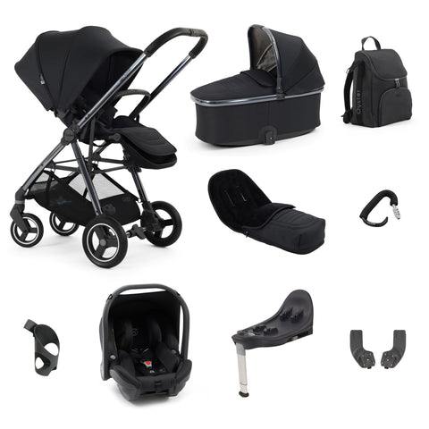 Babystyle Oyster Gravity + 9 Piece Luxury Travel System Bundle - Carbonite