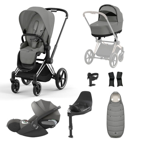 Cybex Priam Travel System Bundle - Chrome Black/Mirage Grey