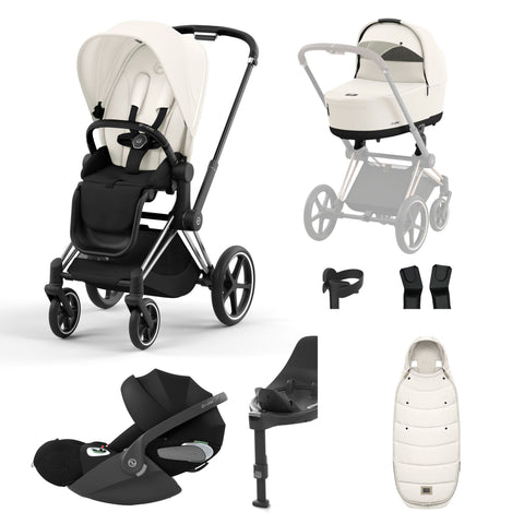 Cybex Priam Travel System Bundle - Chrome Black/Off White