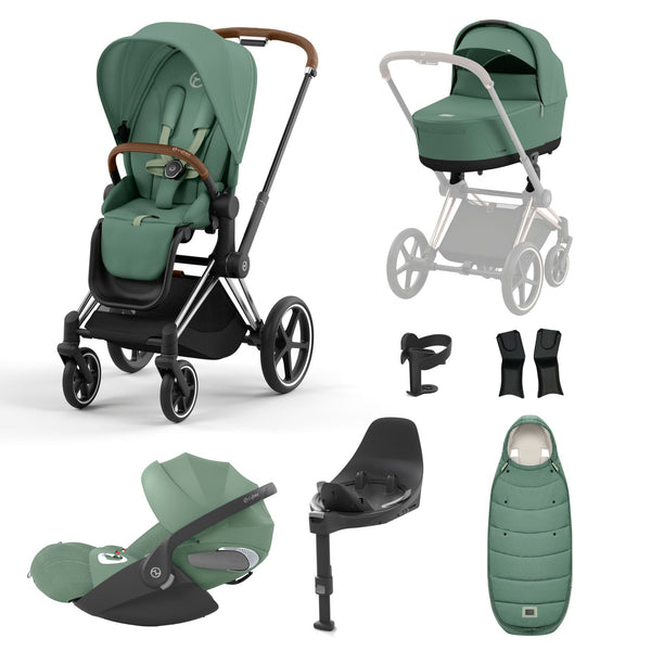 Cybex Priam Travel System Bundle - Chrome Brown/Leaf Green