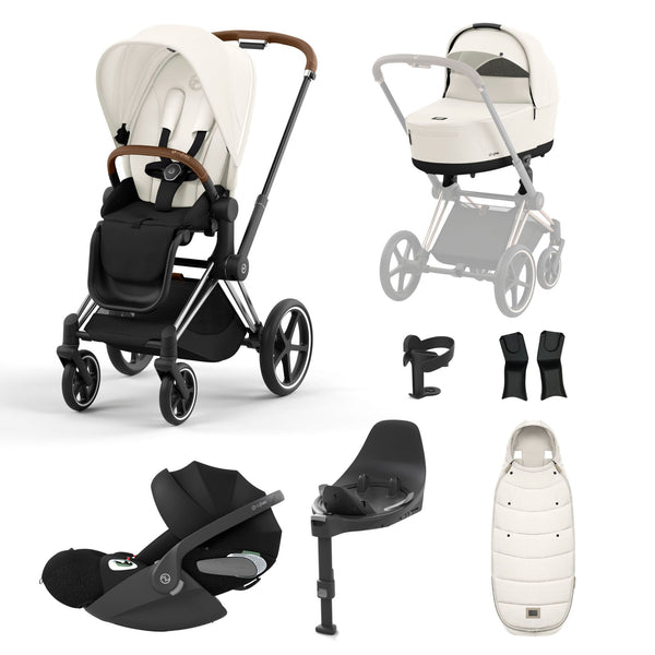 Cybex Priam Travel System Bundle - Chrome Brown/Off White