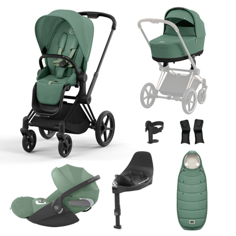 Cybex Priam Travel System Bundle - Matt Black/Leaf Green