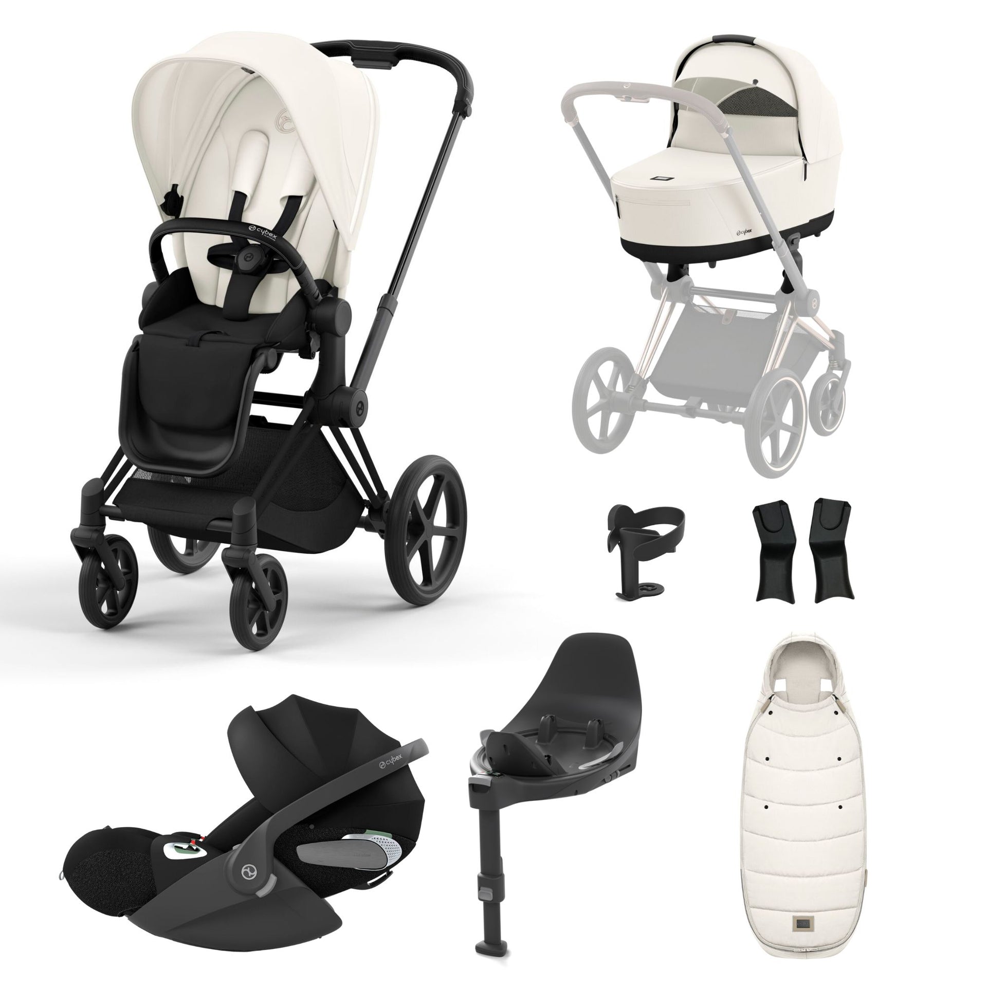 Cybex Priam Travel System Bundle Matt Black/Off White