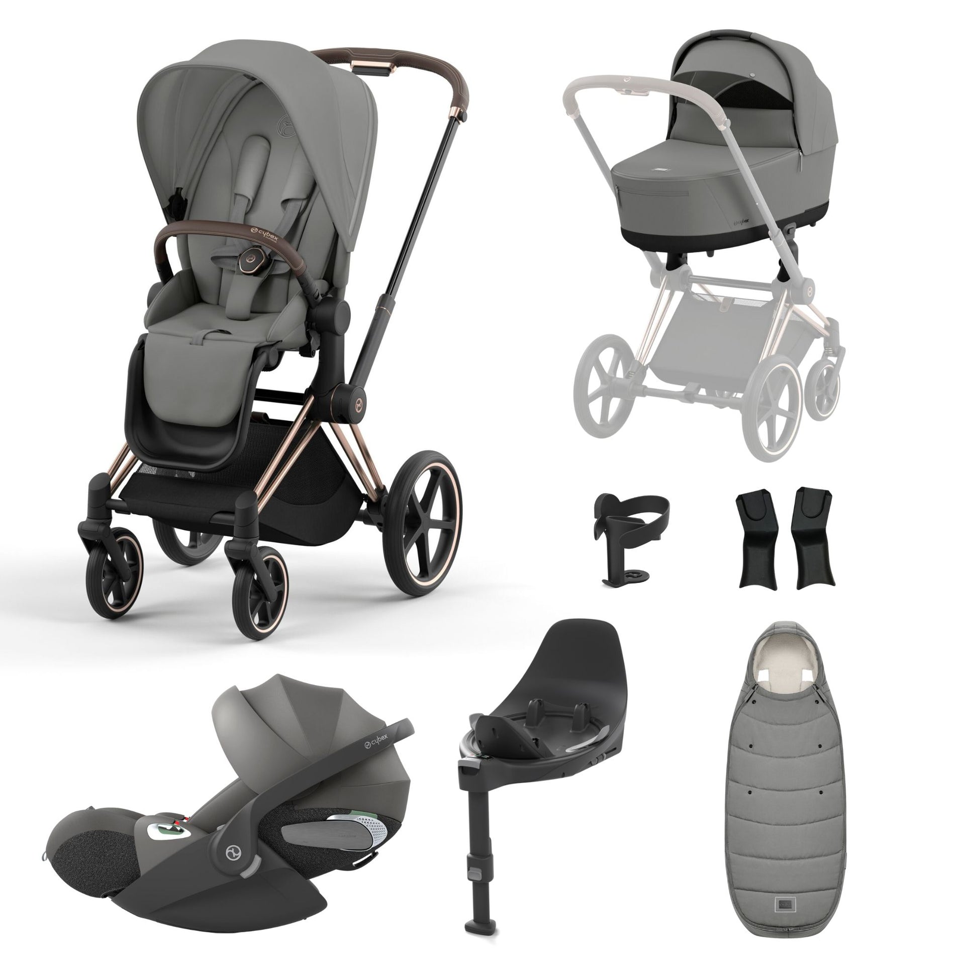 Cybex Priam Travel System Bundle Rose Gold/Mirage Grey
