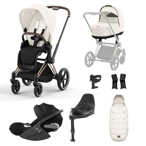 Cybex Priam Travel System Bundle - Rose Gold/Off White