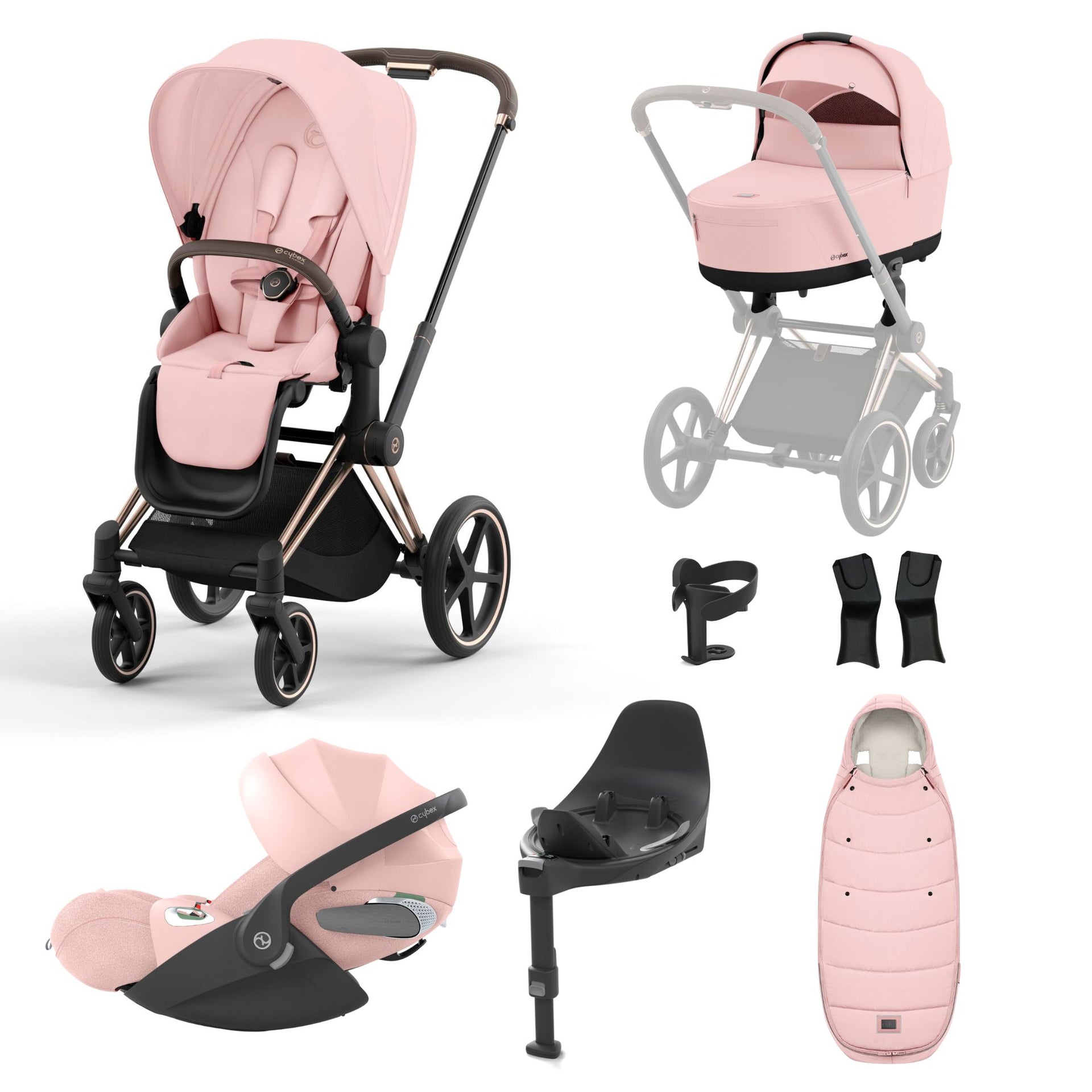 Cybex Priam Travel System Bundle Rose Gold/Peach Pink