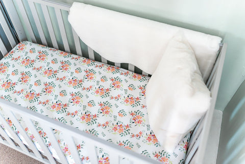 The Gilded Bird Cot/Cotbed Organic Cotton Fitted Sheet - Pretty Stems