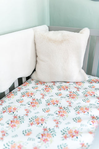 The Gilded Bird Cot/Cotbed Organic Cotton Fitted Sheet - Pretty Stems