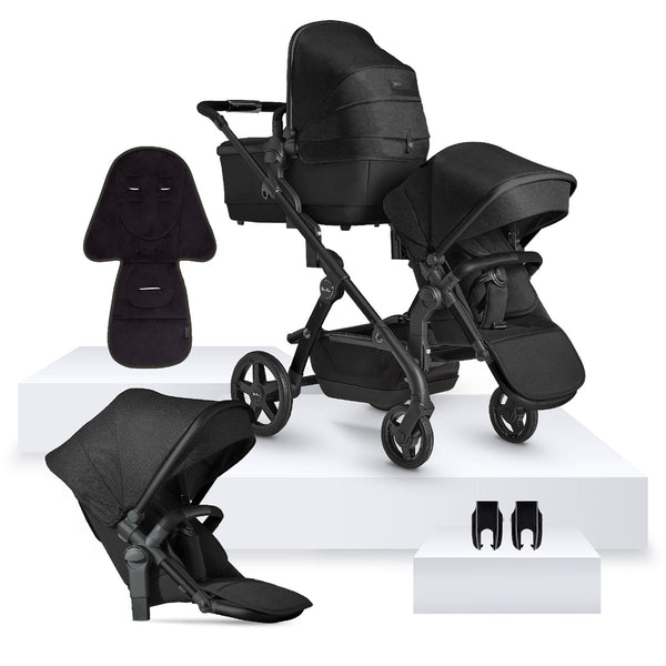 Silver Cross Wave 3 Single to Double Travel System Bundle (14 Piece) - Onyx (EX-DISPLAY)