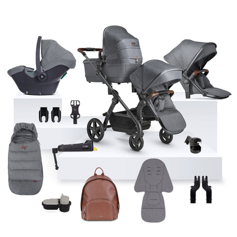 Silver Cross Wave 3 Single to Double Travel System Ultimate Bundle (20 Piece) - Lunar