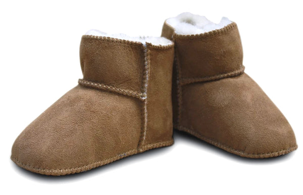 Baa Baby Tabbed Sheepskin Booties - Chestnut