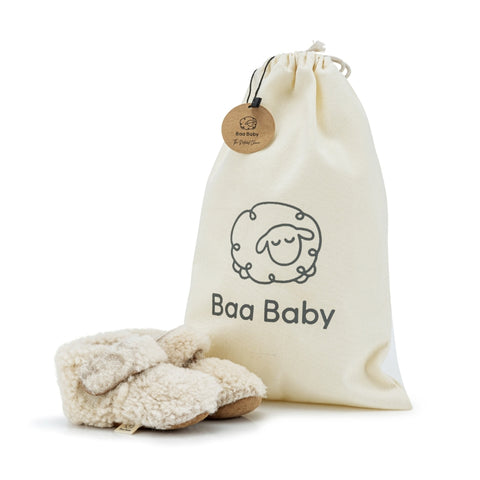Baa Baby Teddy Merino Boucle Booties - Oat