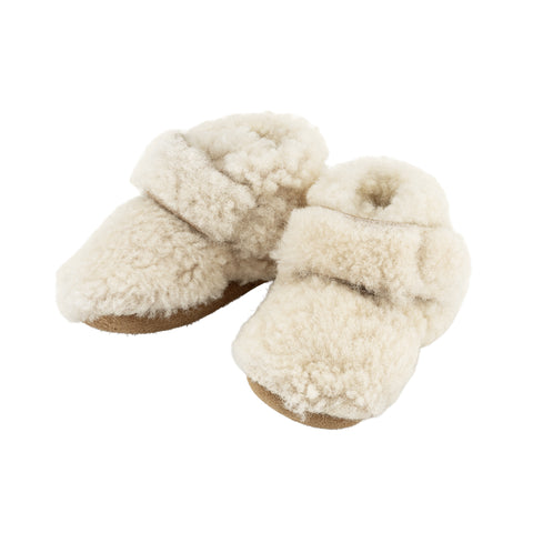 Baa Baby Teddy Merino Boucle Booties - Oat