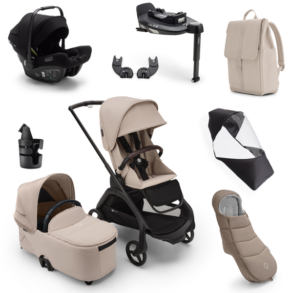 Bugaboo Dragonfly Ultimate Newborn Bundle - Black/Desert Taupe Complete