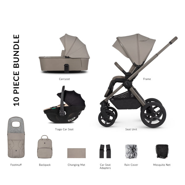 Venicci Upline 2 Complete Pram, Accessory and Travel System Bundle - Taupe