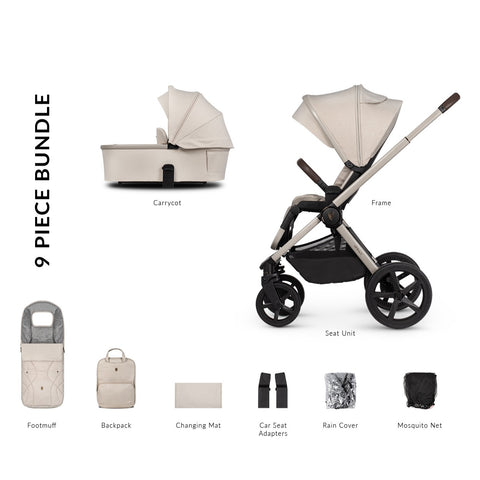 Venicci Upline 2 Pram and Accessory Bundle - Stone Beige