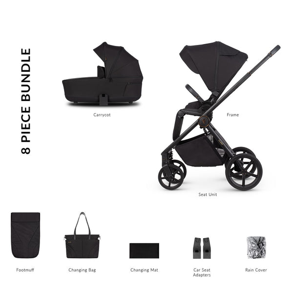Venicci Claro 2-in-1 Pram and Accessory Bundle - Noir