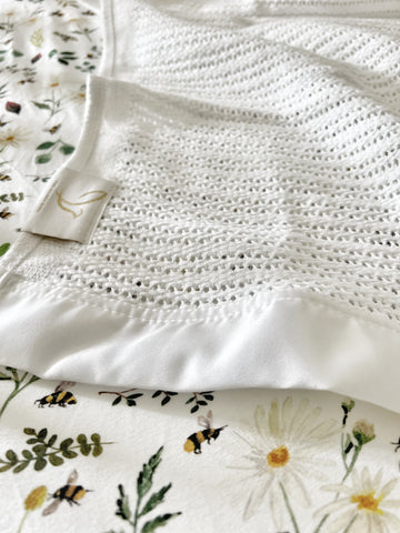 The Gilded Bird Organic Cellular Blanket - White Pram & Crib