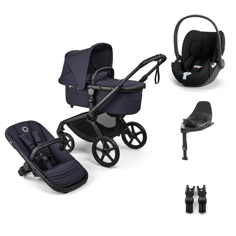 Bugaboo Fox 5 Renew & Cybex Cloud T Travel System - Black/Deep Indigo